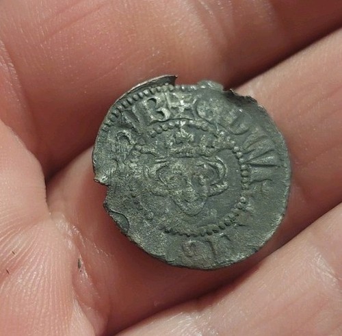 Silver hammered penny coin - hammered,