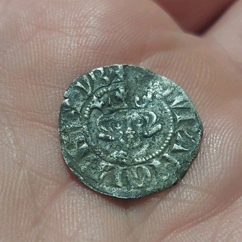 Silver hammered penny coin - silver,