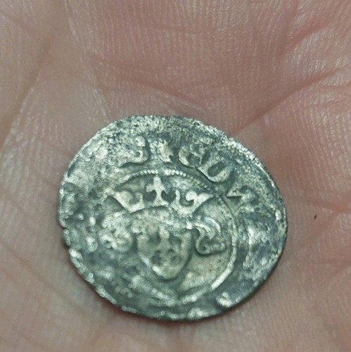 Silver hammered penny coin - silver,