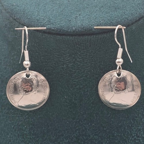 Coin earrings domed - domed, british